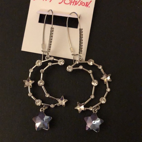 Betsey Johnson Silver Tone Shine Bright Crescent Moon Drop Earrings Crystal NWT - Picture 5 of 10